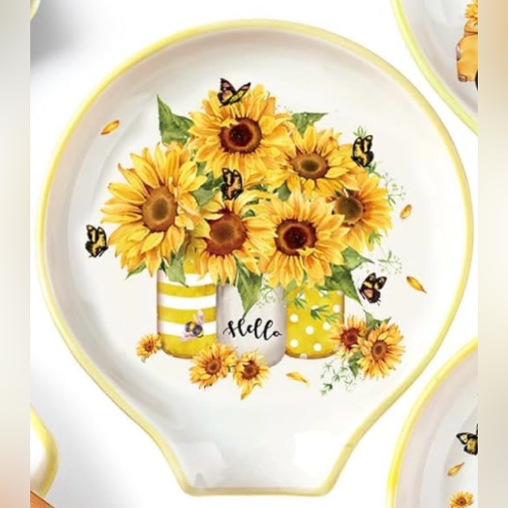 Choose 1 Sunflower Themed Ceramic Spoon Rest for Stove Top - New - Cute - Picture 3 of 6